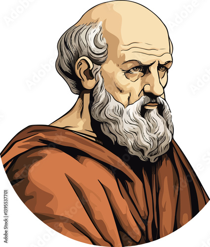 Illustrated Drawing of Eratosthenes. Eratosthenes was a Greek mathematician who calculated the Earth's circumference, a remarkable achievement in ancient science.
