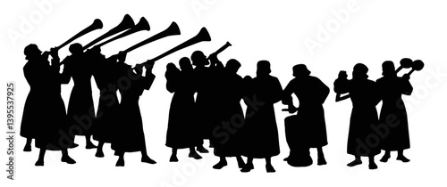 Vector drawing. People play music