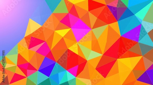 Vibrant polygon pattern with a blend of bright colors