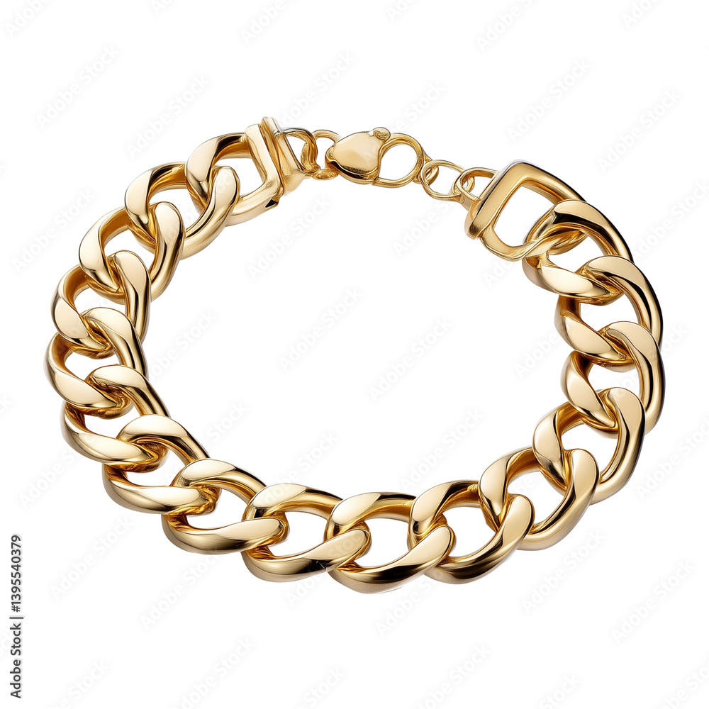 Obraz premium Gold chain bracelet with lobster clasp, isolated on white background