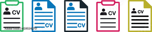 CV Icon. Person Resume. Job Application and Interview Vector Illustration