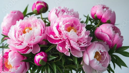 Fototapeta Naklejka Na Ścianę i Meble -  Intimate close-up of lively fuchsia peonies