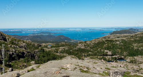 Obraz na płótnie Scenic View Over Rugged Stavanger Coastline From Preikestolen Hiking Trail, Stavanger, Norway, July 2018 w salonie