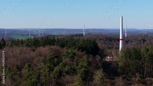 wind turbine constructions sites outdoors 4k 25fps video