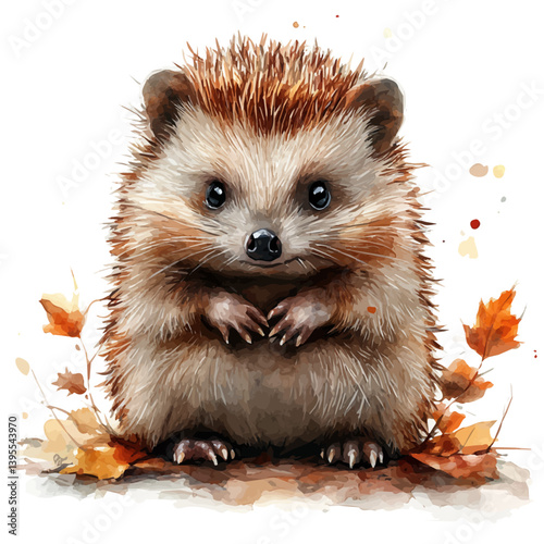 Hedgehog, watercolor illustration, isolated on a white background.

