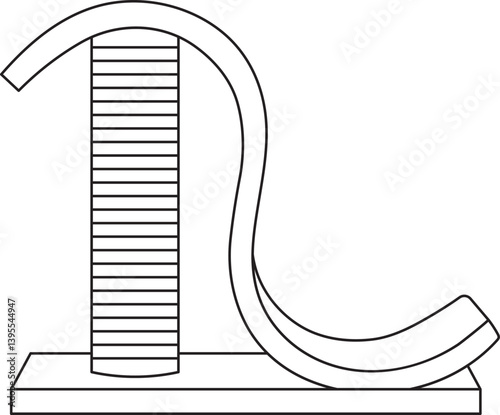 vector illustration, scratching post for domestic cats, simple linear icons, doodle and sketch style, hand-drawn, isolated on a white background
