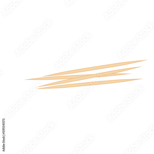 Wooden toothpick. Sharp bamboo sticks for teeth. Wood skewer with pointed tip. Vector illustration