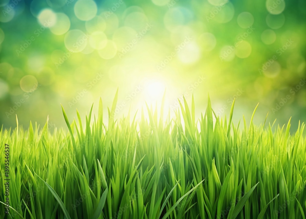 Fototapeta premium Lush Green Grass Border, Copy Space, Nature Background, Spring Meadow
