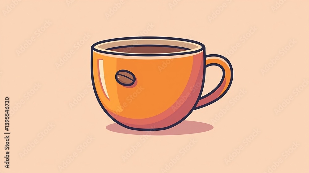Obraz premium Orange coffee cup on pastel background