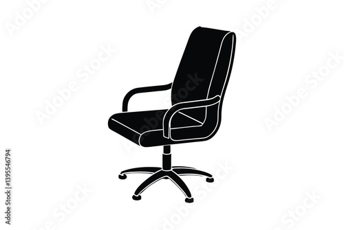 Black Office Chair Swivel Armchair with Upholstered Seat and Base
