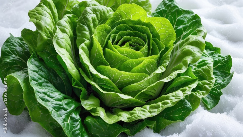 Fototapeta premium Vegetable ingredients for cooking: fresh lettuce leaves on white.
