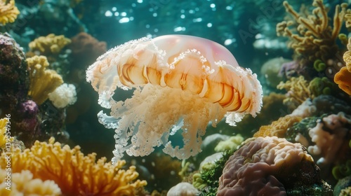 Fototapeta Naklejka Na Ścianę i Meble -  Soft-bodied jellyfish, coral reef