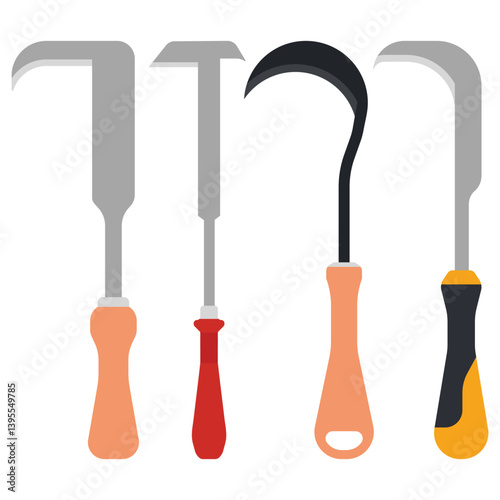 Weeding tools vector cartoon set isolated on a white background.