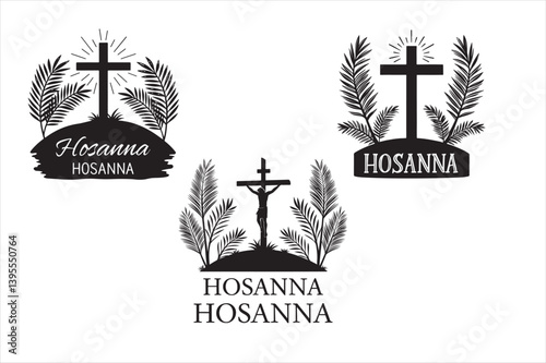 A bright and minimalistic, silhouette palm sunday themed.