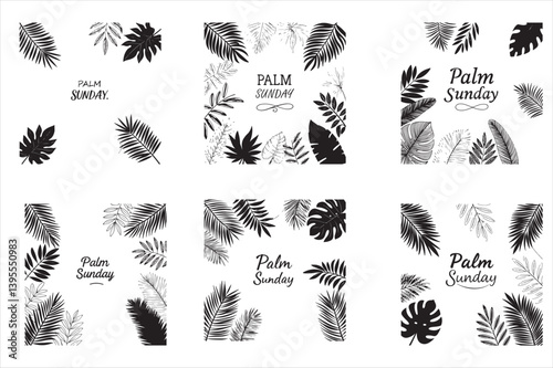A minimalist, silhouette of palm sunday theam  design