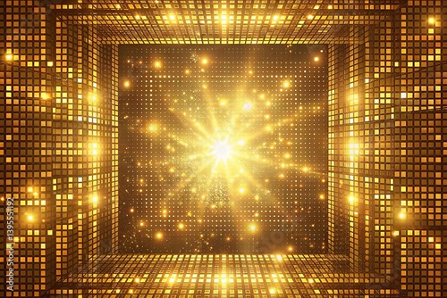 Golden light explosion in a square frame.