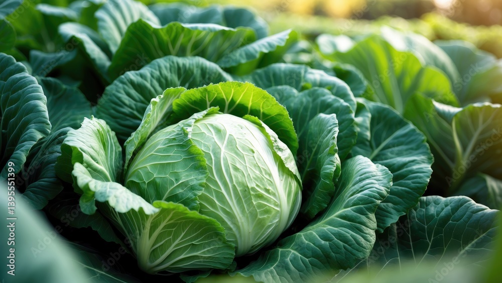 Growing Fresh Cabbage on a Vegetable Farm Growing Fresh Cabbage on a Vegetable Farm