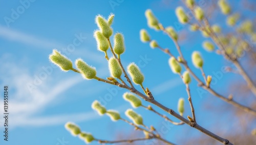 Wallpaper Mural A shrub branch with blooming willow-catkins gently swaying in the breeze. Torontodigital.ca