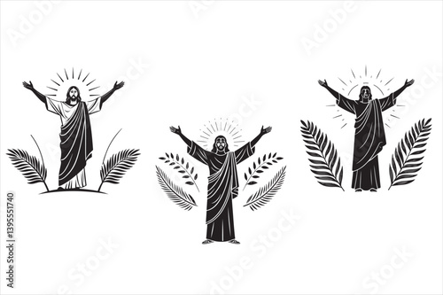 A minimalist, silhouette of palm sunday theam  design