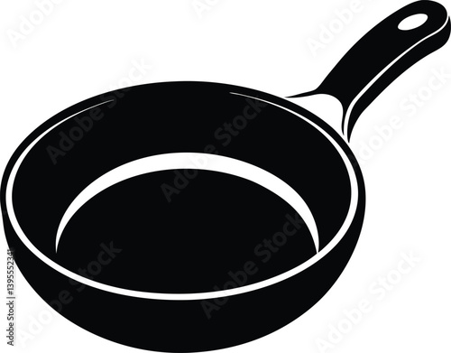 frying pan black and white silhouette vector design