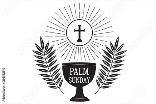A minimalist, silhouette of palm sunday theam  design