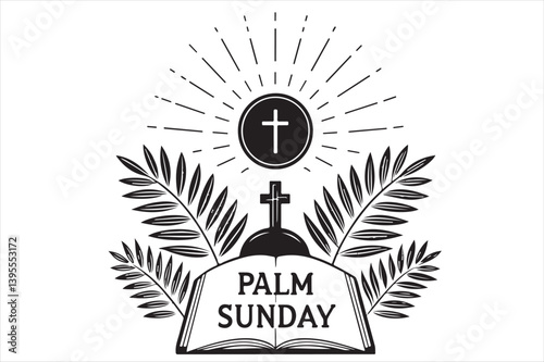 A minimalist, silhouette of palm sunday theam  design