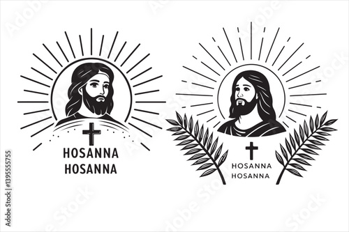 A minimalist, silhouette of palm sunday theam design.
