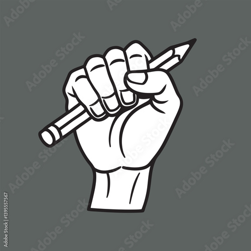  Fist gripping pencil isolated 