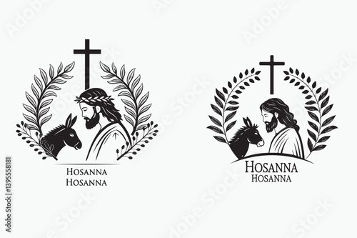 A minimalist, silhouette of palm sunday theam design.