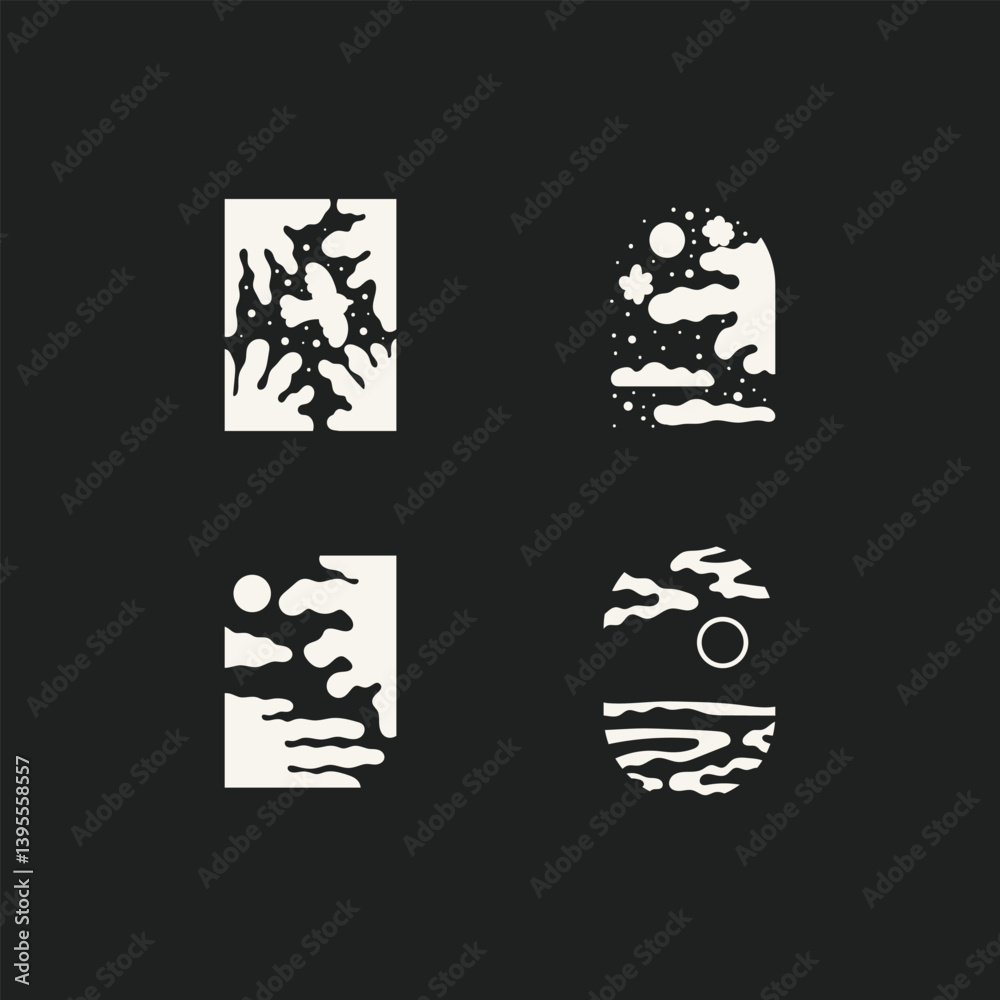 Nature landscape logo. Nature logo design with doodle shape. Hand drawn vector illustration. Nature landscape logo. Nature logo design with doodle shape. Hand drawn vector illustration.
