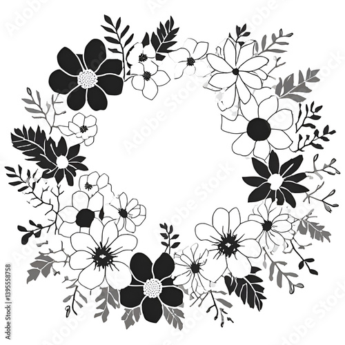 black and white floral background
