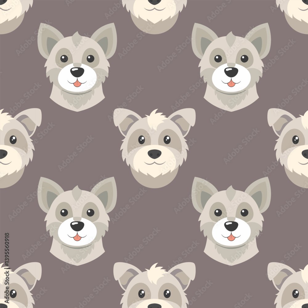Obraz premium Seamless pattern of cute dog faces. Puppies seamless pattern. Cute background for kids.