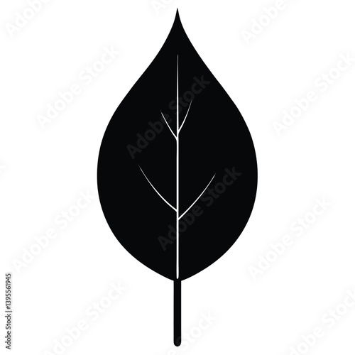 Poplar Leaf Silhouette Vector - Minimalist Nature Design