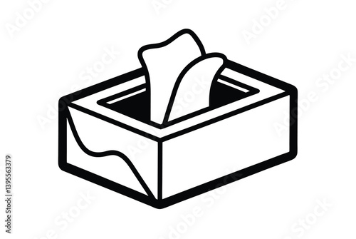 Facial Tissue Box Outline Icon In Minimalist Style Vector Illustration