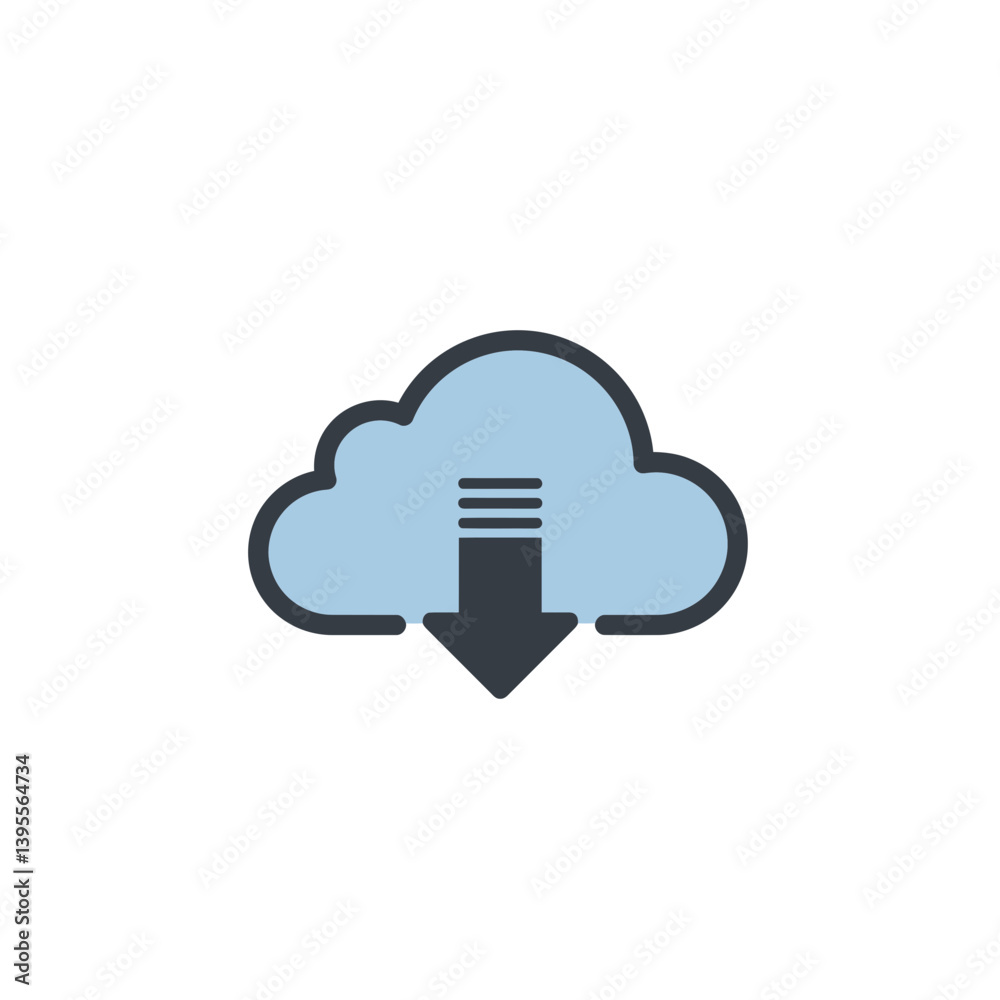 Cloud Download: An icon depicting a cloud with a downward arrow, symbolizes data download, storage, and digital information accessibility. Cloud Download: An icon depicting a cloud with a downward arrow, symbolizes data download, storage, and digital information accessibility.