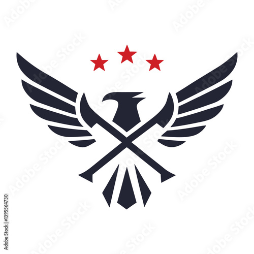Eagle and Axes Emblem Vector logo Design. photo