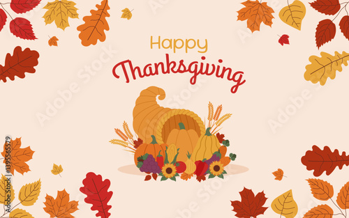 Autumn thanksgiving background. Banner with autunm thanksgiving illustrations and elements. Autumn background. Autumn concept.