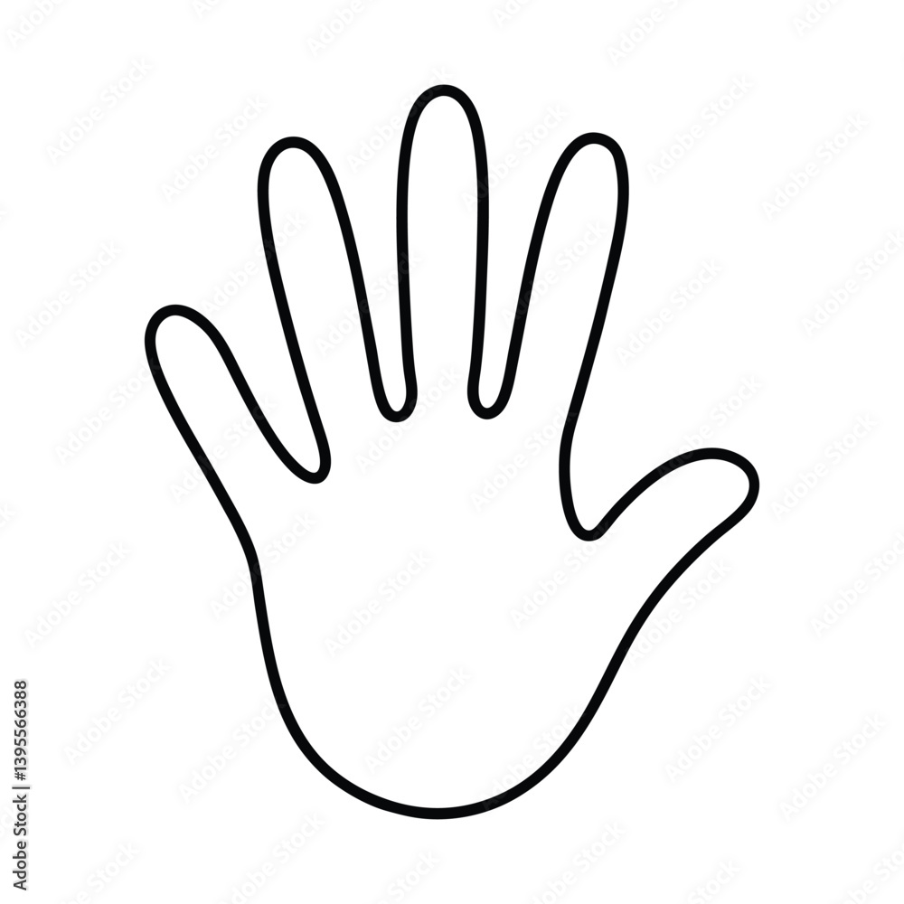 Hand print vector on white background line art Hand print vector on white background line art
