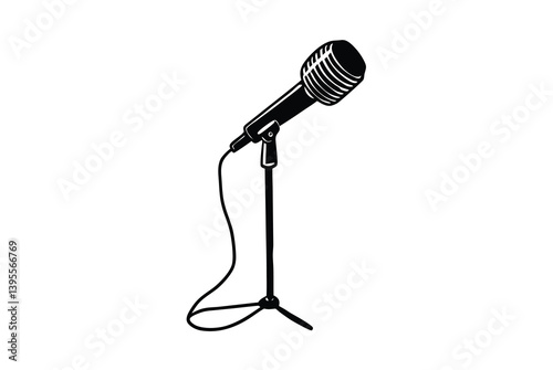 Vintage Microphone Stand, Studio Recording, Audio Equipment, Music, Podcast
