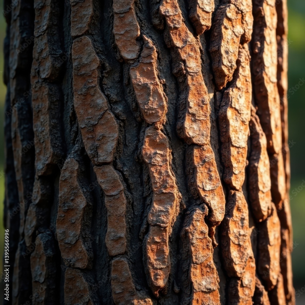 Deeply furrowed fir trunk, reddish-brown tones, detail shot, brown, evergreen Deeply furrowed fir trunk, reddish-brown tones, detail shot, brown, evergreen