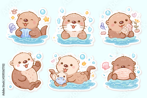 Cute Otter Stickers Set