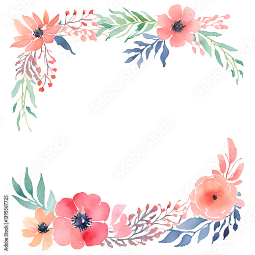frame with flowers and butterflies