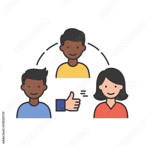 Team Connection and Agreement: Illustrative representation of collaboration and consensus through a diverse team sharing thoughts, united in agreement.