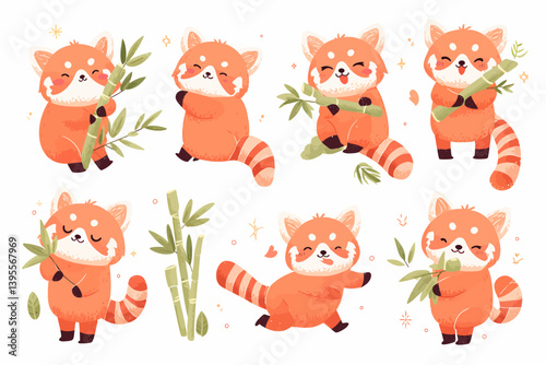 Cute Red Panda Character Collection
