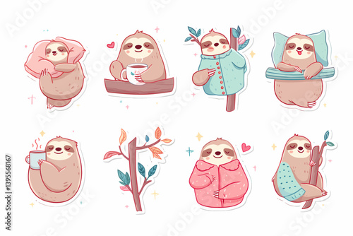 Cute Sloth Sticker Set