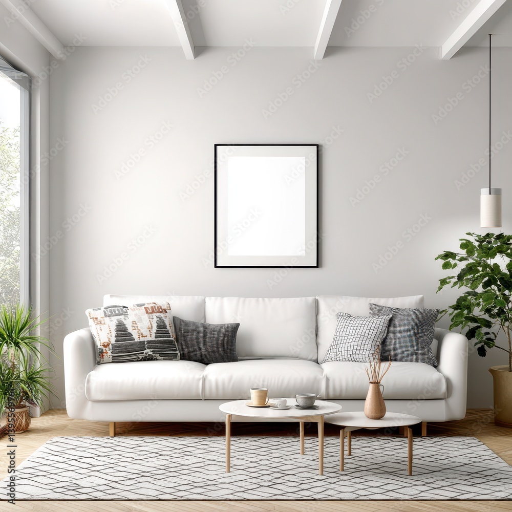 Fototapeta premium Cozy Living Room with Modern Furniture and Minimalist Decor