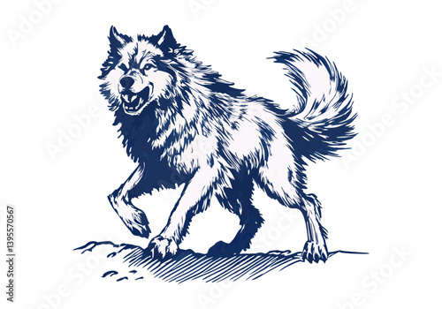 Dire Wolf hand drawn sketch vector