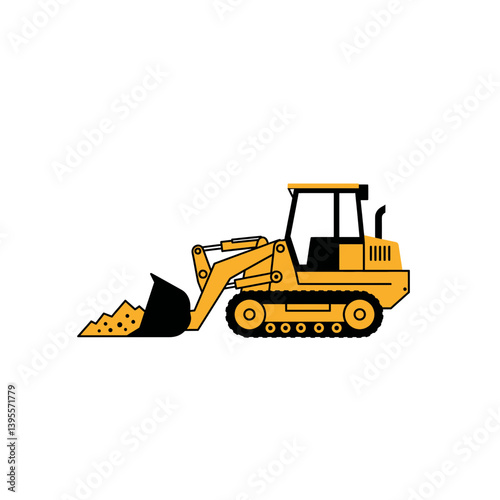 Yellow Loader at Work: A yellow loader meticulously maneuvers, its bucket brimming with material, showcasing its vital role in construction, infrastructure development, and groundwork.