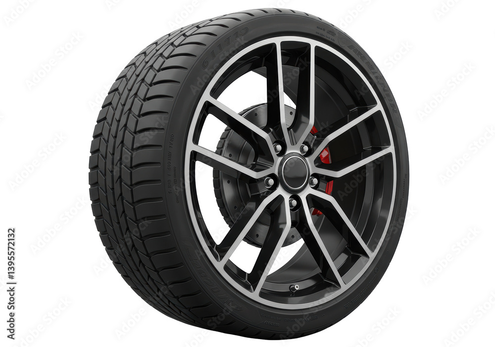 Isolated Modern Car Tire with Alloy Rim Isolated Modern Car Tire with Alloy Rim