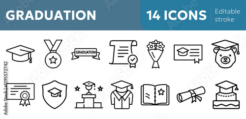 Graduation icons representing academic milestones and celebrations